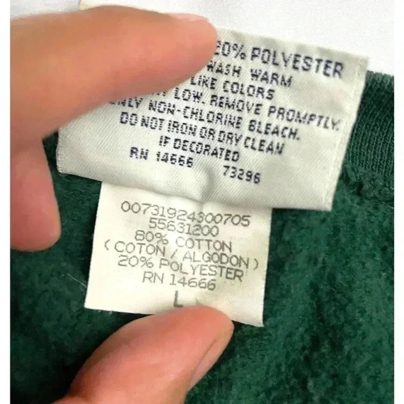 VTG Lee Green Crewneck Sweatshirt Mens LARGE Heavy Cotton Made in USA - Picture 4 of 13